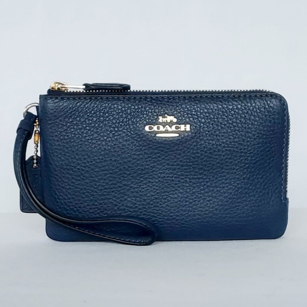 Coach Women’s Double Corner Zip Wristlet/Wallet Blue Cobalt